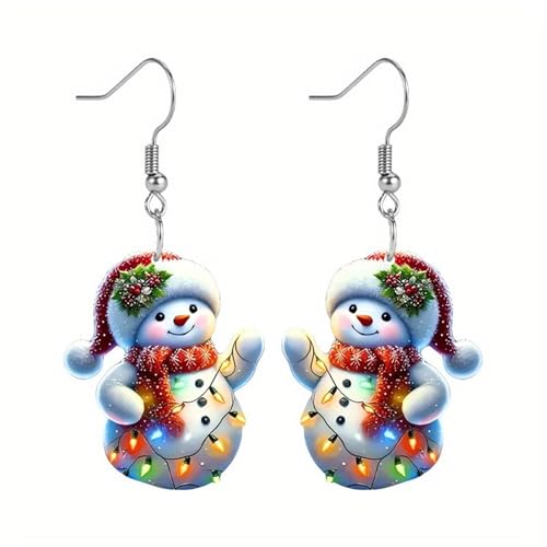 Ohrringe Modeschmuck Set Christmas Lights Cute Acrylic Earrings 2024 New Year Atmosphere Snowman Earrings Ohrringe Hochzeit Braut (White, One Size) von Generisch