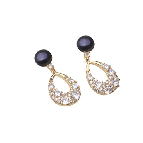 Ohrringe Ohrhänger für Damen Ohrhänger 925 Silber Natur Geburtstag Frau Mutter Weiß Schwarz, Einheitsgröße von Generisch