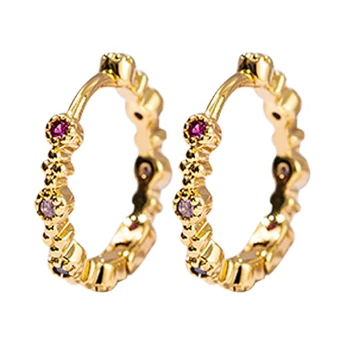 Ohrringe Piercing Ringe Gold Plated Hoop Earrings For Women Girls 925 Sterling Silver Post Cubic Zirconia Huggie Small Hoop Stud Cuff Earring Modische Ohrstecker Für (c-Gold, One Size) von Generisch