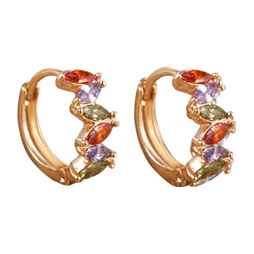 Ohrringe Rohlinge Echt Silber Geometric Round Zircon Hoop Earrings Elegant Ear Clip Design Shining Zircon Perfectly Highlighting Temperament And Personality Ohrringe Durchziehen (B, One Size) von Generisch