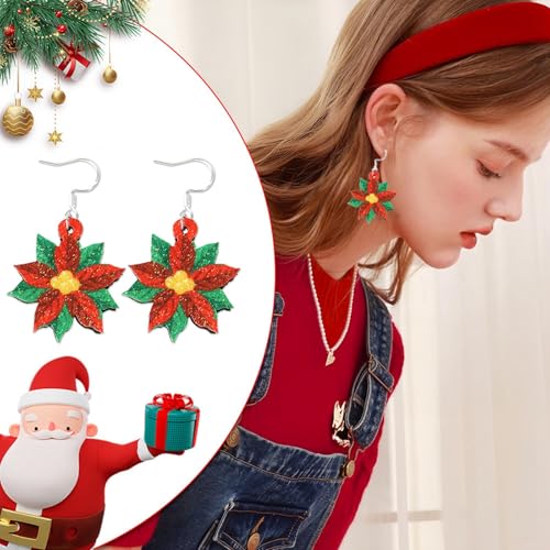Ohrringe Schmuck Ohrstecker Set für festliche Weihnachtsohrringe Weihnachtsfeiern Weihnachten (A, 6X3cm) von Generisch