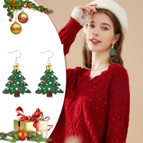 Ohrringe Schmuck Ohrstecker Set für festliche Weihnachtsohrringe Weihnachtsfeiern Weihnachten (B, 6X3cm) von Generisch