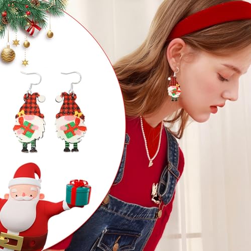 Ohrringe Schmuck Ohrstecker Set für festliche Weihnachtsohrringe Weihnachtsfeiern Weihnachten (C, 6X3cm) von Generisch