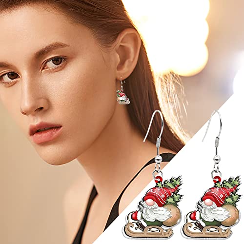 Ohrringe Set für Damen schrumpfbare Ohrringe Santa Edelstahl Ohrhaken Weihnachtsbaum Hut Beliebte Einfache Weihnachts (R, One Size) von Generisch