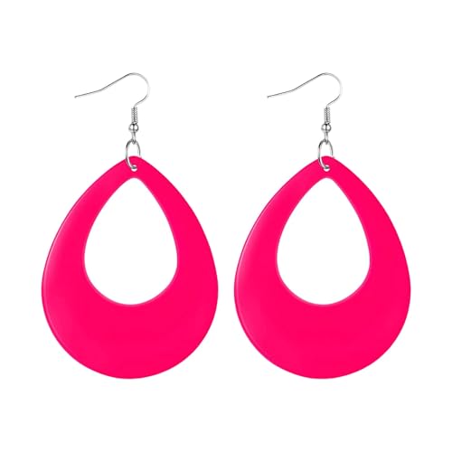 Ohrringe-Silber 80er und 90er Halloween-Ohrringe für Damen im Neon-Wassertropfen-Stil, Retro-Anhänger, Acryl-Anhänger, geeignet für 80er-Halloween-Partys Ohrstecker Silber 925 Damen (5cm) von Generisch