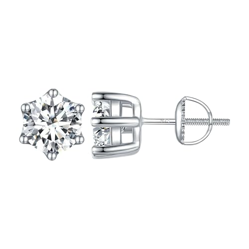 Ohrringe Veret 925 Set Round Lab Grown Or Natural Stud (IGI Certified 0.70 & Up) Popular Screw Back Earrings In Solid Gold 0.04 Ctw & Up Gift For Her Kugelstecker Ohrringe Silber (Silver, One Size) von Generisch