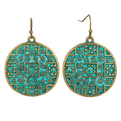 Ohrringe Vintage Bohemian Boho Ethno-Stil Piercing Runde Schnitzerei Frauen Haken Ohrringe Haltbarkeit und Bequemlichkeit von Generisch