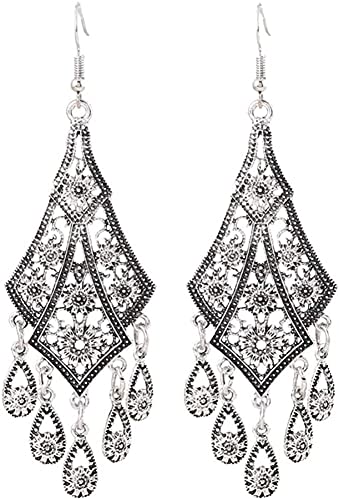 Ohrringe Vintage Damen Kronleuchter Ohrhänger hohle Blätter Quasten baumeln Haken Ohrringe Haltbarkeit von Generisch