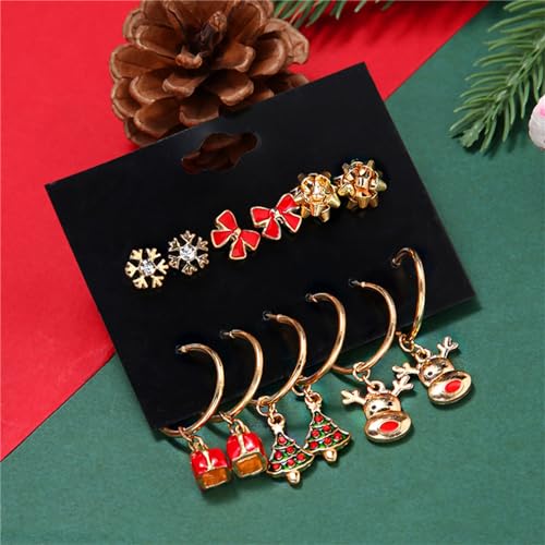 Ohrringe Weihnachten Acryl Weinglas Legierungs-Trend-Weihnachts-Ohrring-Set Ohrringe Weihnachtsmann (Black, 11x6x1cm) von Generisch
