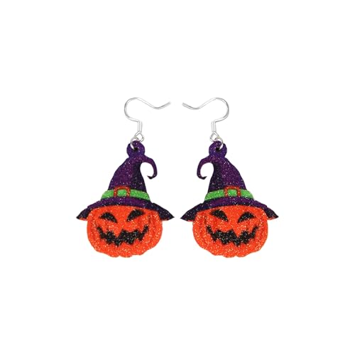 Ohrringe Weihnachten Weihnachtsmotiv Ohrringe Set Urlaubsohrringe Halloween Ohrstecker Set Kürbis Fledermaus Tropfenohrringe Urlaubsschmuck Schneemann Baumeln (Light Blue, A) von Generisch