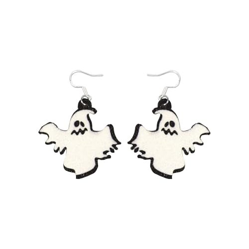 Ohrringe Weihnachten Weihnachtsmotiv Ohrringe Set Urlaubsohrringe Halloween Ohrstecker Set Kürbis Fledermaus Tropfenohrringe Urlaubsschmuck Schneemann Baumeln (Sky Blue, A) von Generisch