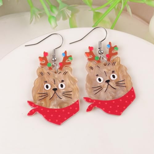 Ohrringe Weihnachts Accessoires Rote Handschuhe Acryl Ohrringe Übertrieben Design Cartoon Süße Weingläser (A, One Size) von Generisch