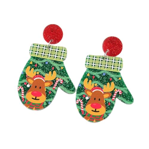 Ohrringe Weihnachts Accessoires Rote Handschuhe Acryl Ohrringe Übertrieben Design Cartoon Süße Weingläser (C, One Size) von Generisch