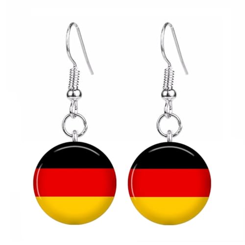 Ohrringe mit deutscher Flagge in Clip-on-, Ohrstecker- und Tropfenform., 1.2cm x 1.2cm, Edelstahl von Generisch