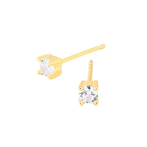 Ohrstecker Aus Sterlingsilber für Frauen und Mädchen, April, Weißer Zirkon, Mini Ohrstecker Aus S925Er Silber mit Geburtsstein, 12 Horoskope, Astrologie Schmuck von Generisch