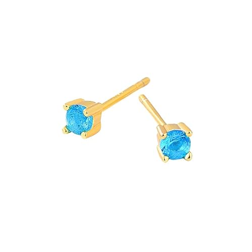 Ohrstecker Aus Sterlingsilber für Frauen und Mädchen, Dezember, Blauer Zirkon, Mini Ohrstecker Aus S925Er Silber mit Geburtsstein, 12 Horoskop Astrologie Schmuck von Generisch