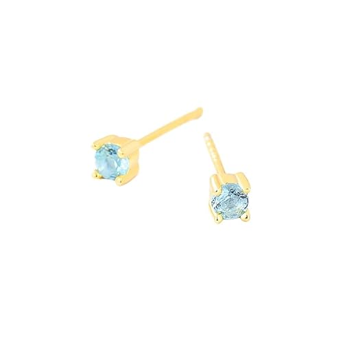 Ohrstecker Aus Sterlingsilber für Frauen und Mädchen, März, Hellblauer Zirkon, Mini Ohrstecker Aus S925Er Silber mit Geburtsstein, 12 Horoskop Astrologie Schmuck von Generisch