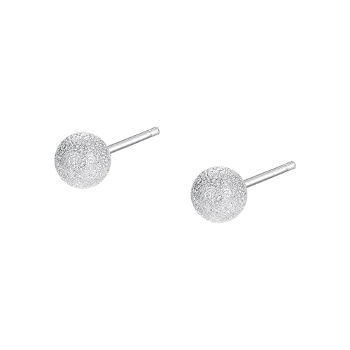 Ohrstecker für Damen, matt, Kugel, 999er reines Silber (Weißgold 2,5 mm) von Generisch