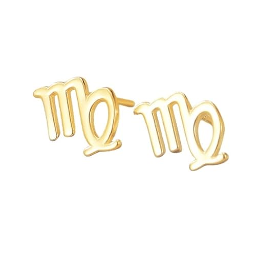 Ohrstecker mit Sternzeichen, Vergoldet, 925Er Sterlingsilber, Jungfrau (23. August – 22. September), Sternzeichen, Horoskop, Himmlischer Astrologieschmuck, Geschenk für Damen und Herren von Generisch