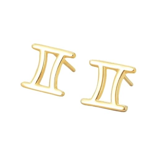 Ohrstecker mit Sternzeichen, Vergoldet, 925Er Sterlingsilber, Zwillinge (21. Mai – 21. Juni), Sternzeichen, Horoskop, Himmlischer Astrologieschmuck, Geschenk für Damen und Herren von Generisch