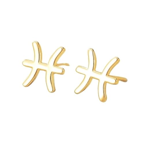 Ohrstecker mit Sternzeichen Motiv „Fische“ (19. Februar – 20. März) Aus 925Er Sterlingsilber, Vergoldet – Sternbild, Horoskop, Himmlischer Astrologie Schmuck – Geschenk für Damen und Herren von Generisch