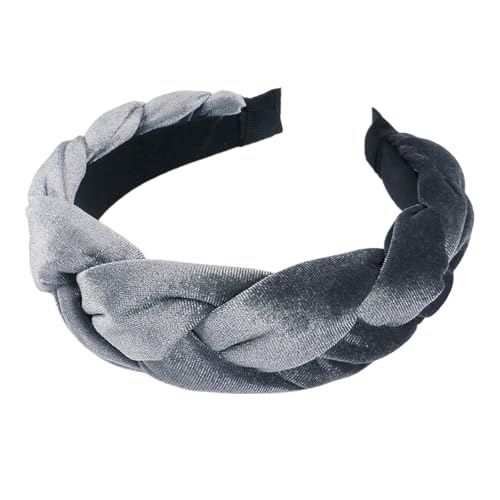 Oktoberfest Accessoires Damen, Dirndl Haarreif Damen, Samt Haarschmuck Geflochten Für Oktoberfest Accessoires Bunte Haarreifen Haarband Breit Stirnband Kopfschmuck Mittelalter Hair Band Grau One Size von Generisch