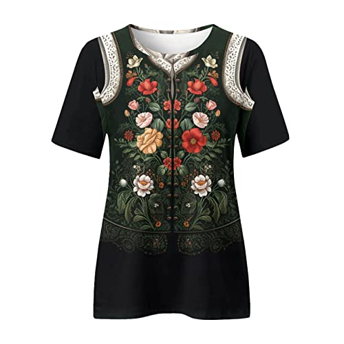 Oktoberfest Dirndl Bluse Damen Kurzarm Rundhals Tracht Damenbluse Hemd mit Blumen Gedruckt Hemdbluse Tunika Lässige Locker Traditionelle Bayerische Karnevals Kleidung Damen Mode Trachtenbluse Oktoberfest Dirndl Bluse Damen Kurzarm Rundhals Tracht Damenbluse Hemd mit Blumen Gedruckt Hemdbluse Tunika Lässige Locker Traditionelle Bayerische Karnevals Kleidung Damen Mode Trachtenbluse von Generisch