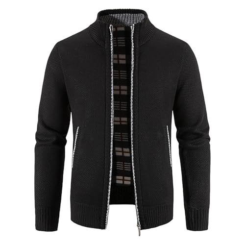Oktoberfest Herren Outfit, Trachtenjanker für Herren Trachten Strickjacke Reißverschluss Strick mit Kragen Trachtenjacke Langarm Cardigan Sweatjacke Jacke Basic Strickjacken Klassischer Strickpullover von Generisch