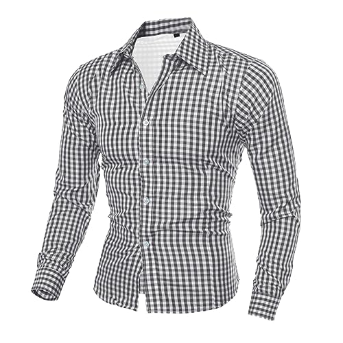 Oktoberfest Herren Outfit 4XL Trachtenhemd Blau Kariert Langarm Kariertes Hemd Freizeithemd Slim Fit Trachtenshirt Trachten Rot Trachtenhemden Festlichkeiten Shirt Stehkragen Oberteil von Generisch