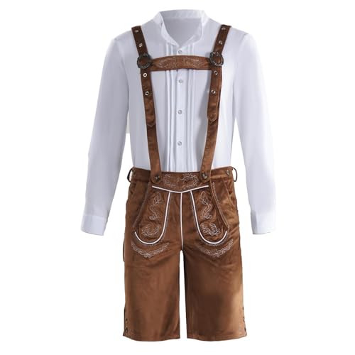 Oktoberfest Herren Outfit: Trachten Lederhose Herren + Trachtenhemd Tracht Set, Männer Vintage Trachtenlederhosen Traditionelle Bayerische Trachtenhose Trachten Leder Hose Trachtenmode Oktoberfest Herren Outfit: Trachten Lederhose Herren + Trachtenhemd Tracht Set, Männer Vintage Trachtenlederhosen Traditionelle Bayerische Trachtenhose Trachten Leder Hose Trachtenmode von Generisch