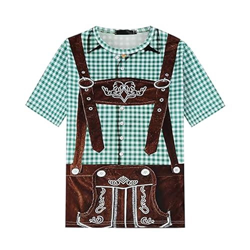 Oktoberfest T-Shirt Herren Witziges Wiesn Kariertes T-Shirt Männer Partyshirt im Trachtenstil Ideal für Volksfeste, Festivals, Bierzelte & Karneval (Light Green, XXXXXL) von Generisch