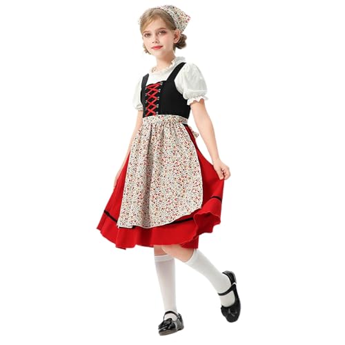 Oktoberfest Trachtenkleid Mädchen Dirndl 4-Tlg Kleid Dirndl Anlässe Kinderdirndl Trachten Trachtenkleid Trachten Kinderdirndl Girl Cosplay Outfits Als Eltern Kind Bekleidung Verwendbar Kleid von Generisch