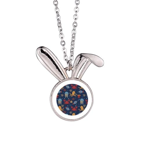 Oktopus-Halskette mit buntem Meeresleben-Muster, Kaninchen, Tierschmuck, Geschenk Oktopus-Halskette mit buntem Meeresleben-Muster, Kaninchen, Tierschmuck, Geschenk von Generisch