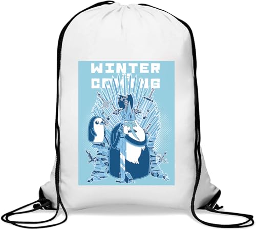 Old Ice Man and a Penguin Gym Sack Casual Drawstring Bag White von Generisch
