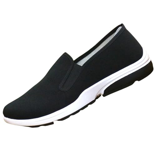 Old Peking Stoffschuhe, traditioneller chinesischer Kung-Fu-Kampfsport, altes Peking-Tuch, Tai Chi, Slip-On-Slipper aus Segeltuch, bequem, atmungsaktiv, Gummisohle, Schwarz , 42.5 EU von Generisch