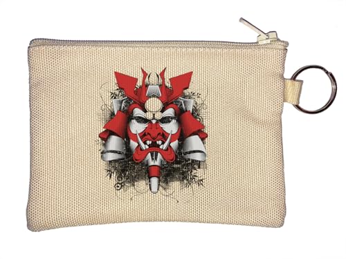 Oni Hanya Samurai Maske Rote Zähne Schlüsselanhänger Münzbörse Beige von Generisch