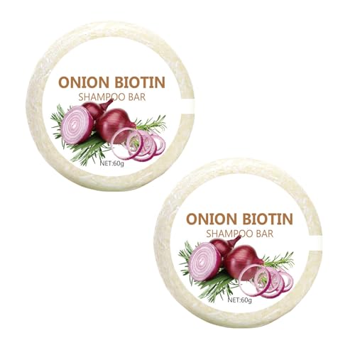 Onion Biotin Shampoo Bar, 2er-Pack Zwiebel Rosmarin Shampoo Bar, Deep Hydration Moisturizing Shampoos Bars für Travel Home Frauen Männer von Generisch
