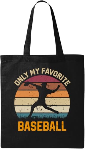 Only My Favorite Baseball-Tragetasche, Retro-Poster, Überwurf, Grafik, natürliche ökologische Baumwolle, Schwarz, Schwarz , Einheitsgröße Only My Favorite Baseball-Tragetasche, Retro-Poster, Überwurf, Grafik, natürliche ökologische Baumwolle, Schwarz, Schwarz , Einheitsgröße von Generisch
