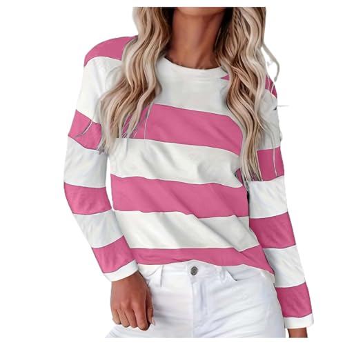 Orange Kurzärmeliger Gestreifter Pullover Für Mädchen Kariertes Gestreiftes Hemd Gothic T-Shirt Halloween Karneval Sweat Süßes Grusel-Kürbis Jack Märchenhexe Rundhals Langarmshirt Rot Weiß Oberteile von Generisch