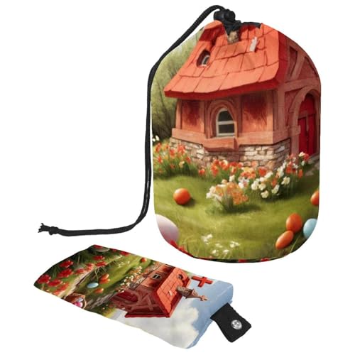 Organisieren Sie mühelos Ihr Make-up mit unserer großen Make-up-Tasche für Damen, rotes Oster-Kreuz-Haus, mehrfarbig, 9.9x6.9in/25.2x17.6cm;6x3.5in/15.2x8.8cm von Generisch