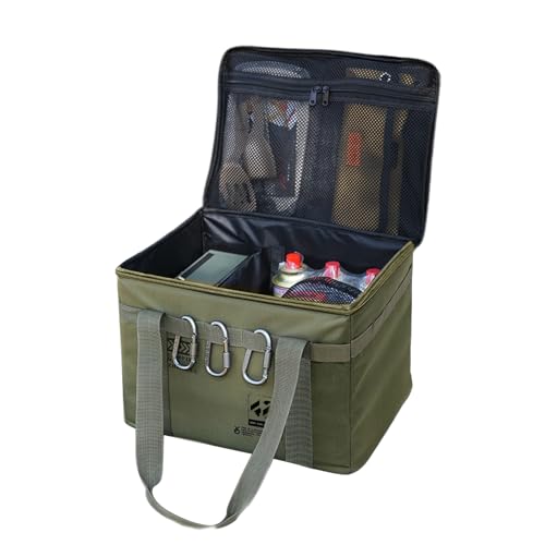Organizer für Camping – Organisation Box 42 l – wasserdichter faltbarer Behälter mit Griffen für Schlafsaal Küche Einkäufe Fitnessstudio, militär-grün, riferimento alla descrizione, Siehe von Generisch
