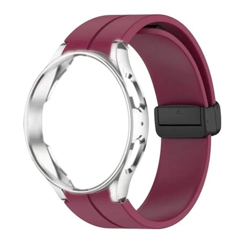 ﻿ Original Silikonarmband + Gehäuse 4/5/6 40 44 mm Uhr 5Pro 45 mm Magnetschnalle Band 4 42 46 mm ﻿ ﻿(Wine Red,Watch 5 Pro 45mm) von Generisch