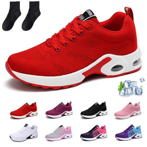 Ortho Care Women's Shoes, Ergonomic Pain Relief Shoes, Leichte, rutschfeste Straßenlaufschuhe, Damen-Sportschuhe, Wanderschuhe (Rot, Erwachsene, 40, Numerisch, EU Schuhgrößensystem, M) von Generisch