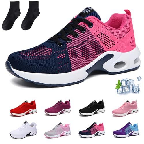 Ortho Care Women's Shoes, Ergonomic Pain Relief Shoes, Leichte, rutschfeste Straßenlaufschuhe, Damen-Sportschuhe, Wanderschuhe (Schwarz-Rot, Erwachsene, 39, Numerisch, EU Schuhgrößensystem, M) von Generisch
