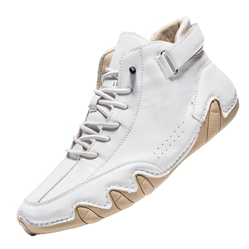 Orthopädische BarfußSchuhe mit Obermaterial aus Leder Elastische Schnürhalbschuhe Lederschuhe mit Fußgewölbestütze Chunky Dämpfung Wanderschuhe rutschfeste Walkingschuhe Weiche Hiking Shoes von Generisch