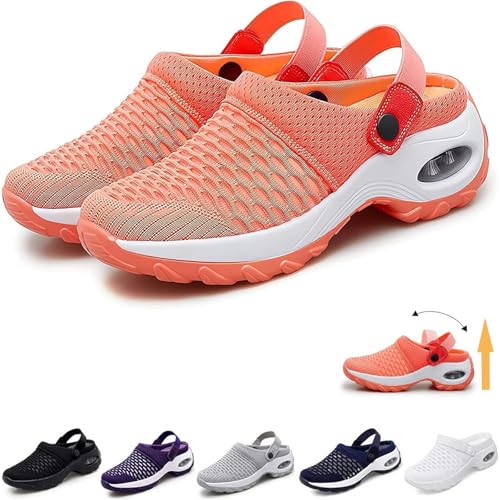 Orthopädische Clogs für Damen, mit Luftpolster, Plateau-Mesh-Pantoletten, Sneaker-Sandalen, Damen-Clogs, atmungsaktiv, leicht, Gartenschuhe, Orange, 38.5 EU Orthopädische Clogs für Damen, mit Luftpolster, Plateau-Mesh-Pantoletten, Sneaker-Sandalen, Damen-Clogs, atmungsaktiv, leicht, Gartenschuhe, Orange, 38.5 EU von Generisch