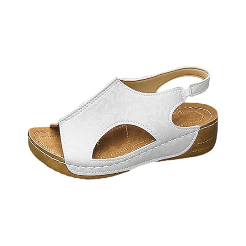 Orthopädische Damen-Sommer-Sandalen, Plateau-Keilsandalen, römische Sandalen, offener Zehenbereich, Slingback, flache Sandalen, Wanderschuhe, Sportschuhe mit elastischem Knöchelriemen, bequeme von Generisch