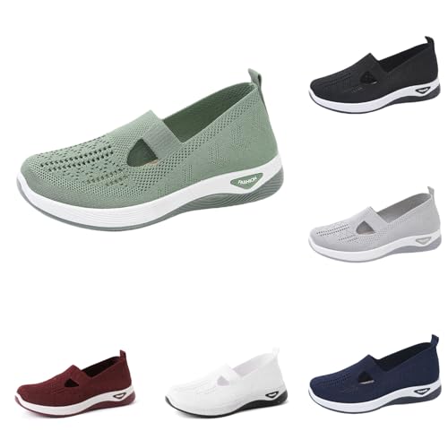 Orthopädische Damenschuhe Wanderschuhe H-Typ Mesh Slip-On Schuhe Atmungsaktive Leichte Walkingschuhe Memory Foam Sneaker Sommerschuhe Bequeme Outdoor Sportschuhe Green 44 Orthopädische Damenschuhe Wanderschuhe H-Typ Mesh Slip-On Schuhe Atmungsaktive Leichte Walkingschuhe Memory Foam Sneaker Sommerschuhe Bequeme Outdoor Sportschuhe Green 44 von Generisch