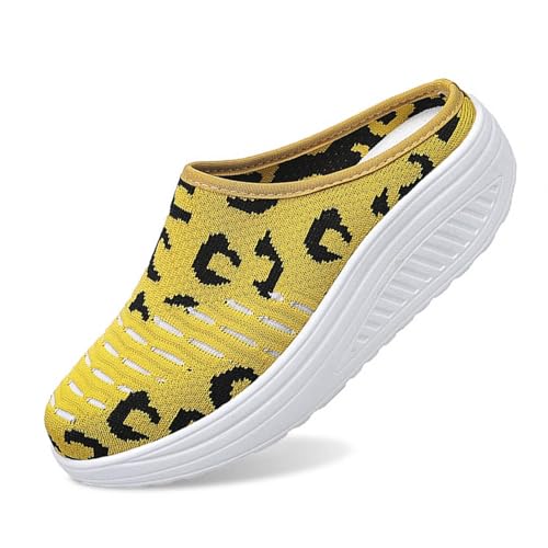 Orthopädische Hausschuhe Damen Clogs & Pantoletten Für Frauen Luftkissen Freizeit Atmungsaktive Sandalen Gesundheitsschuhe Diabetiker Slip On Wanderschuhe Hausschuhe Fersensporn Mesh (Yellow, 42) von Generisch