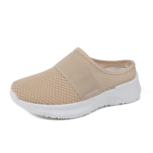 Orthopädische Hausschuhe Damen Clogs & Pantoletten für Damen Air Cushion Mesh Sandalen Freizeit Atmungsaktiv Sandals Gesundheitsschuhe Slip On Leicht Walkingschuhe Khaki 38 von Generisch